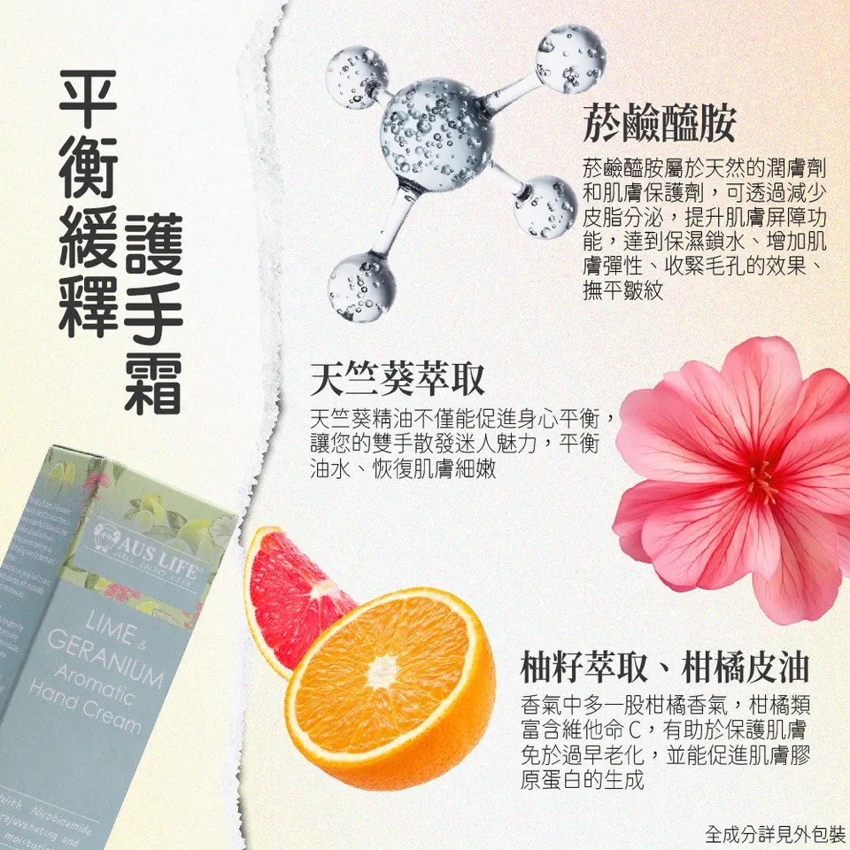 【澳思萊AUS LIFE】芳療精油護手霜及乳木果身體乳 4入組 圖 14