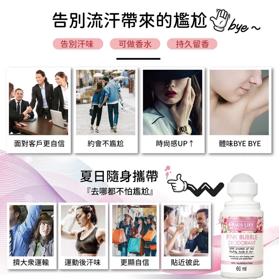 【澳思萊AUS LIFE】粉紅綠茶體香劑 60ml 圖 4