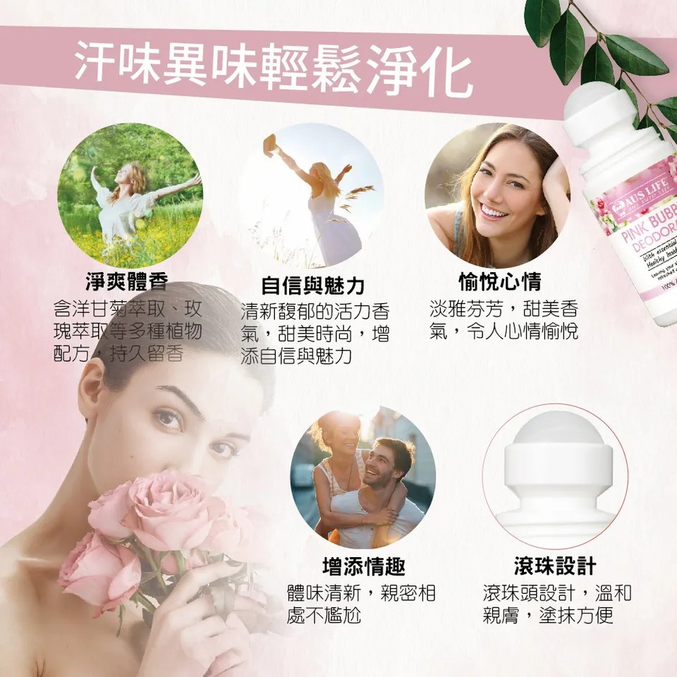 【澳思萊AUS LIFE】粉紅綠茶體香劑 60ml 圖 6