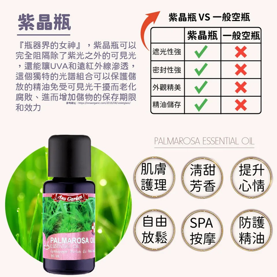 【澳維花園Aus Garden】玫瑰草精油 16ml 圖 7