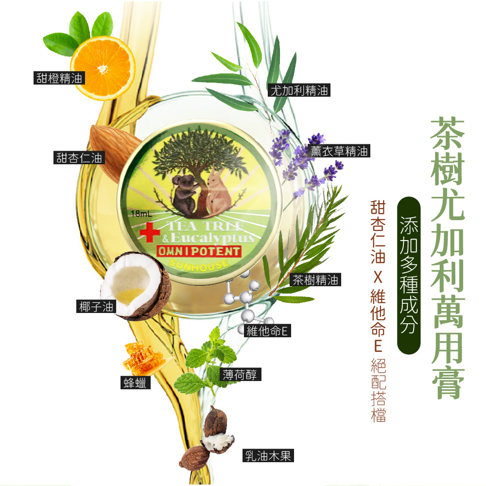 【SUNHOUSE】茶樹尤加利精油萬用膏 18ml 圖 7