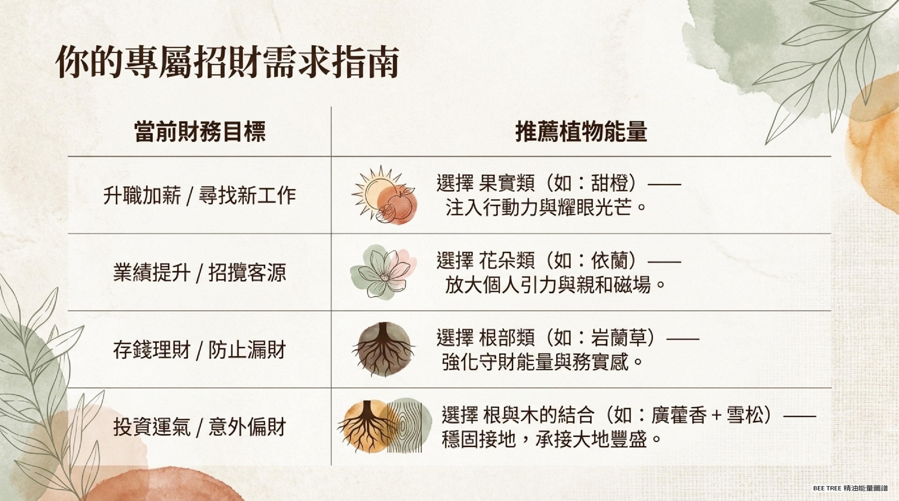 你的專屬招財需求指南 — 4 種財務目標對應植物能量