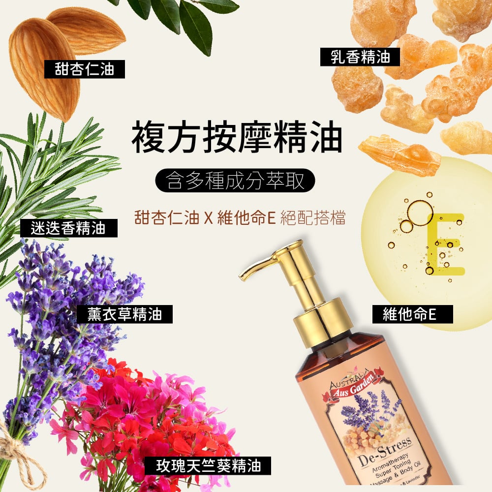 【澳維花園Aus Garden】乳香薰衣草按摩精油 155ml 圖 5