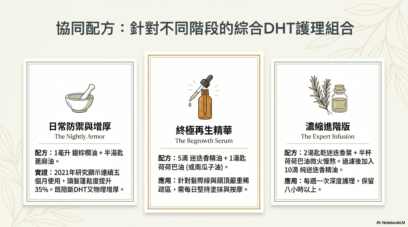 協同配方：針對不同階段的綜合 DHT 護理組合